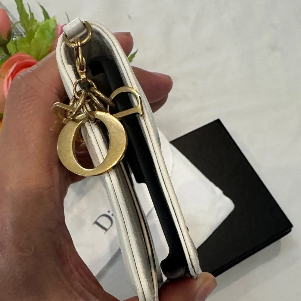 Dior Beige Wallet with Gold Studs